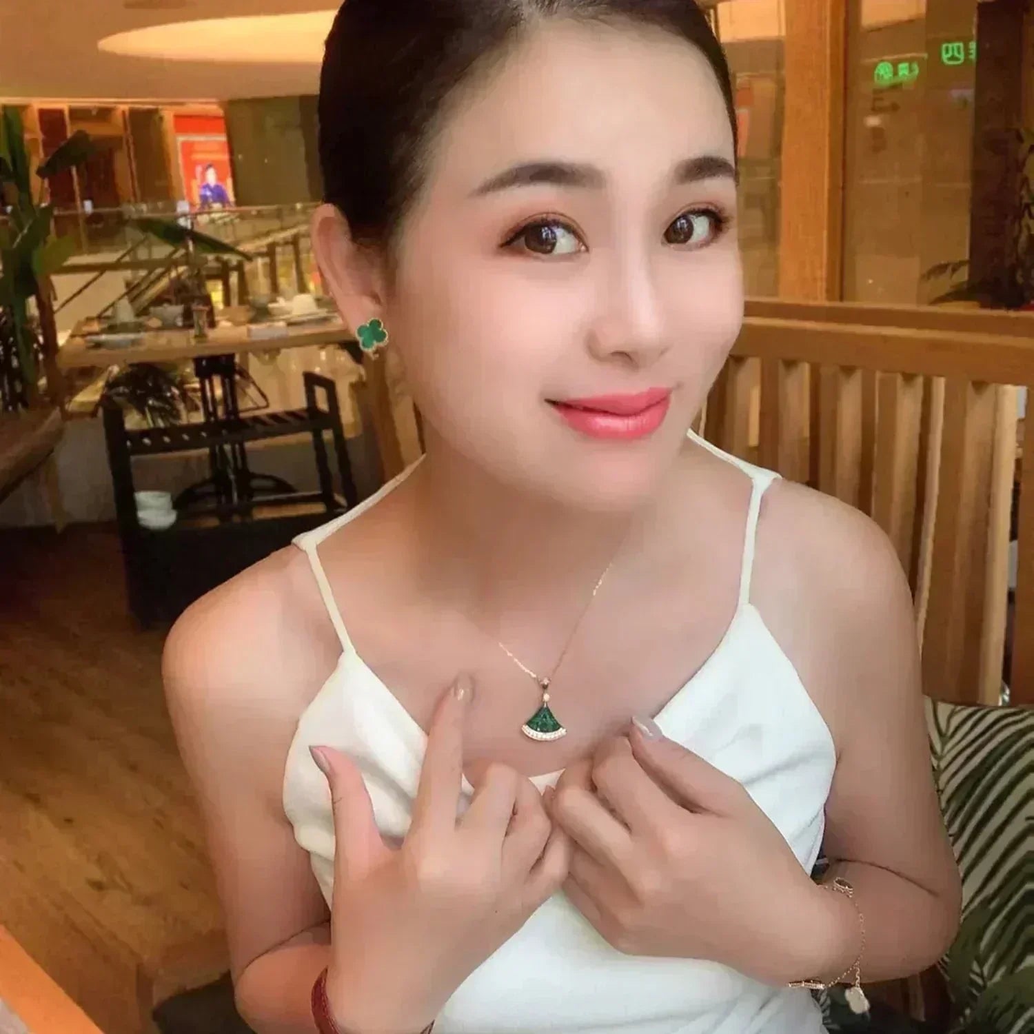 [Lumi Jewels]CLOVER MEDIUM 1 MOTIFS MALACHITE  EARRINGS