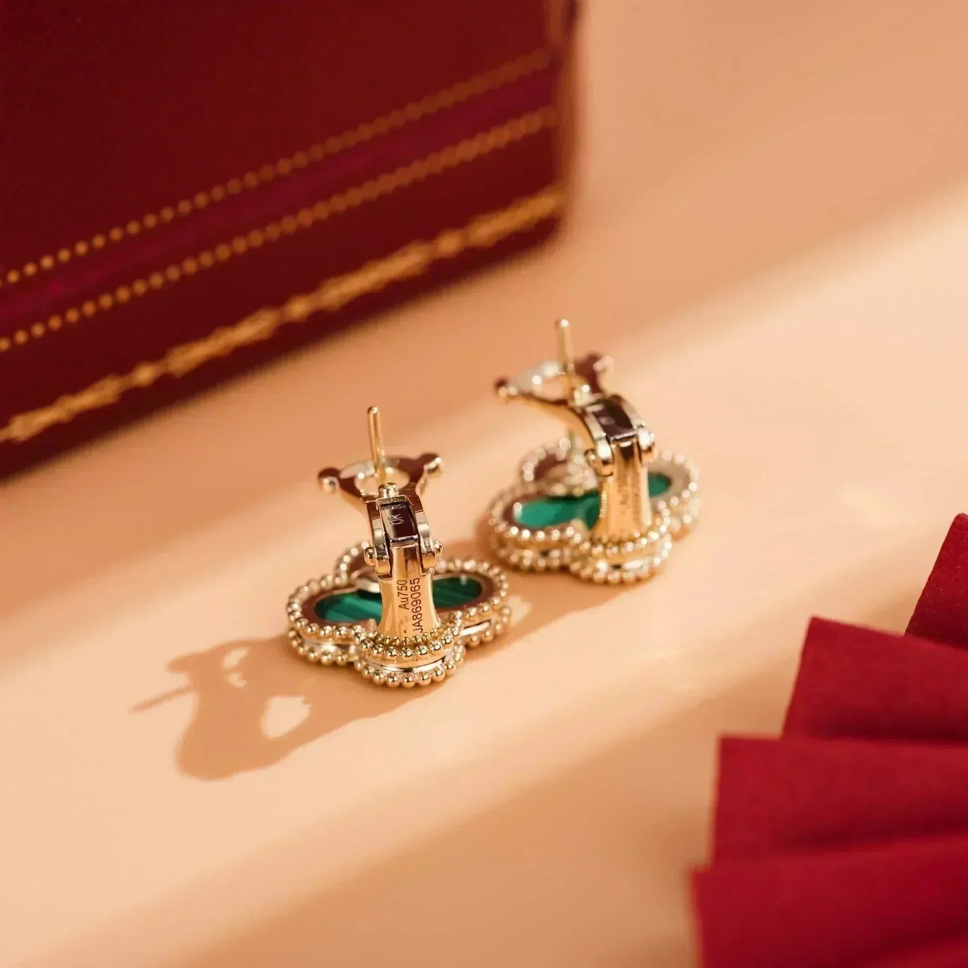 [Lumi Jewels]CLOVER MEDIUM 1 MOTIFS MALACHITE  EARRINGS