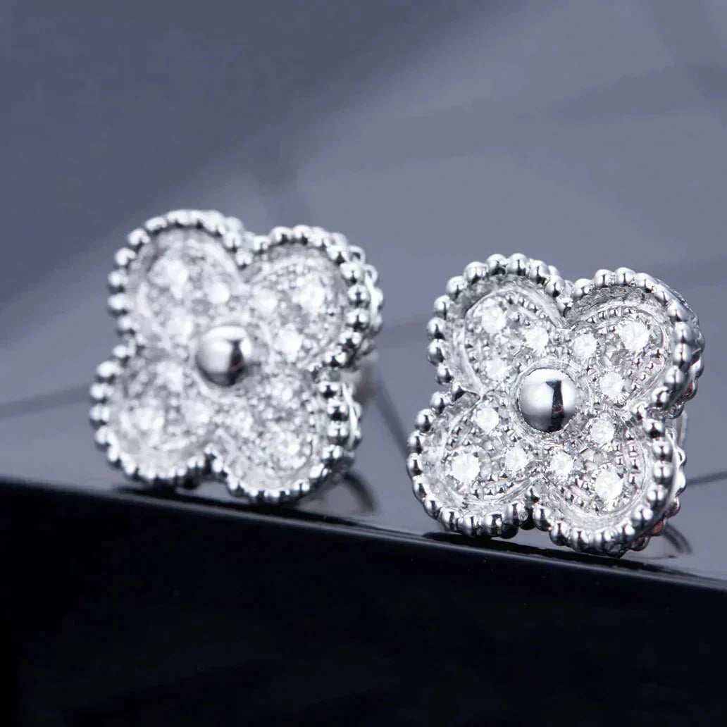 [Lumi Jewels]CLOVER 1 MOTIFS DIAMOND STUD EARRINGS SILVER