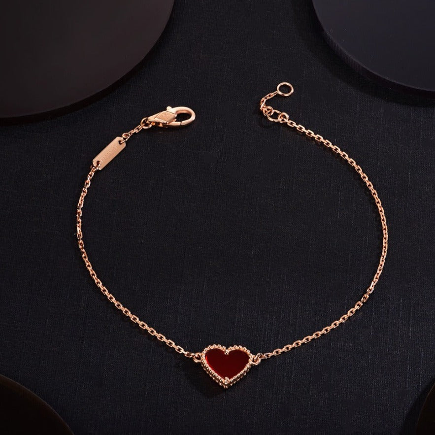 [Lumi Jewels]HEART CARNELIAN PINK GOLD BRACELET