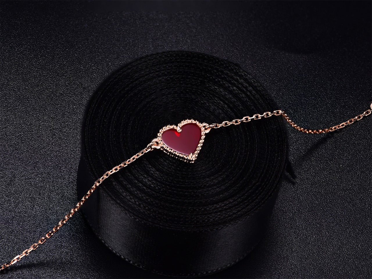 [Lumi Jewels]HEART CARNELIAN PINK GOLD BRACELET