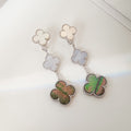 [Lumi Jewels]CLOVER 3 MOTIFS CHALCEDONY DARK MOP SILVER EARRINGS