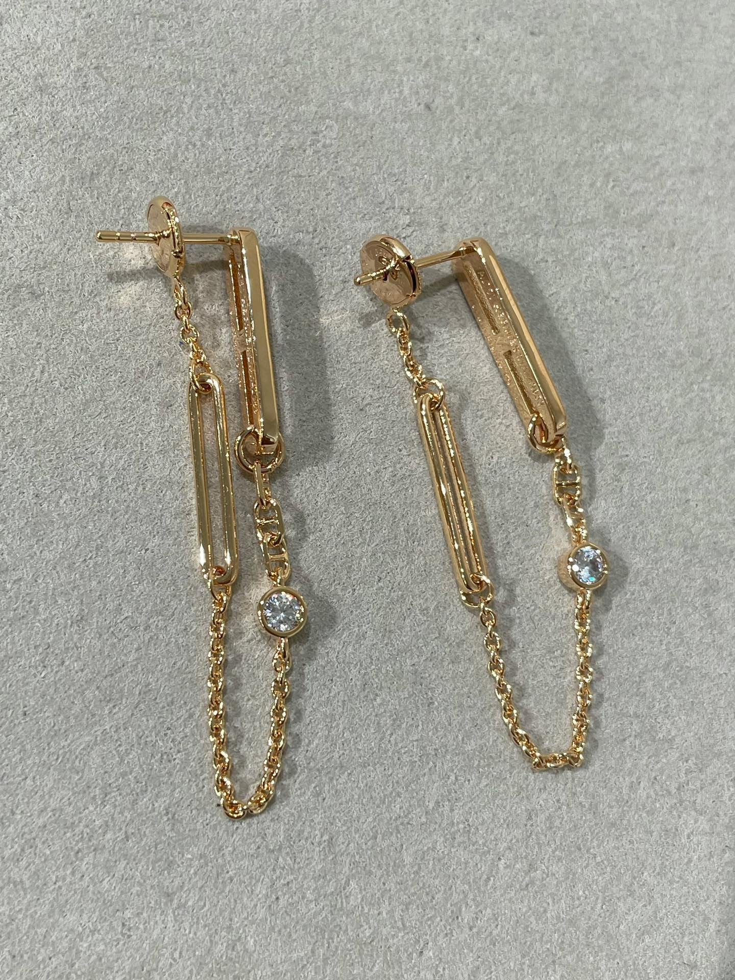 [Lumi Jewels]CHAINE CHAOS DIAMOND DROP EARRINGS