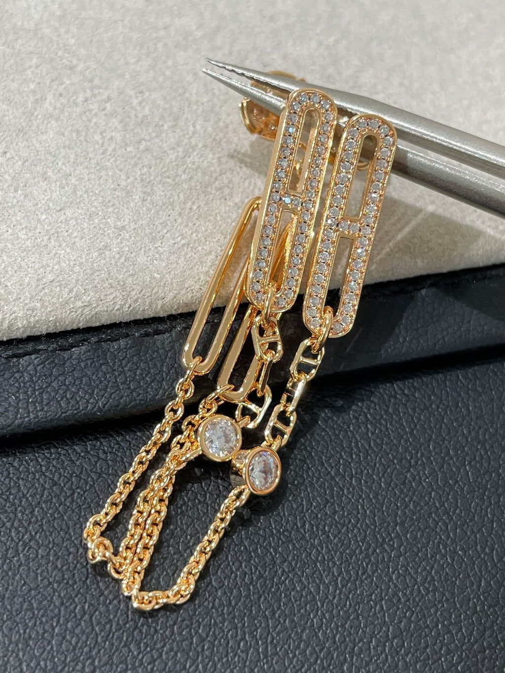 [Lumi Jewels]CHAINE CHAOS DIAMOND DROP EARRINGS