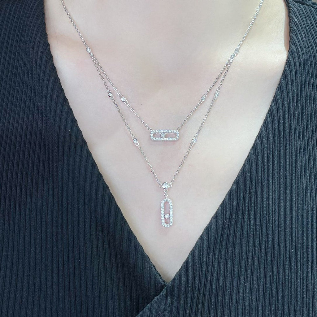 [Lumi]MOVE 2 ROW DIAMOND NECKLACE