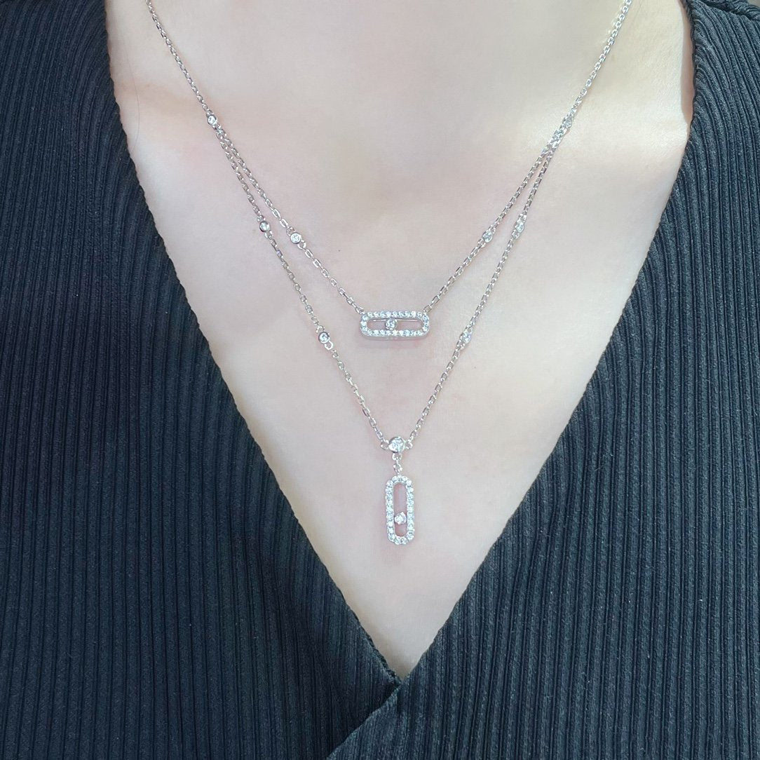 [Lumi]MOVE 2 ROW DIAMOND NECKLACE