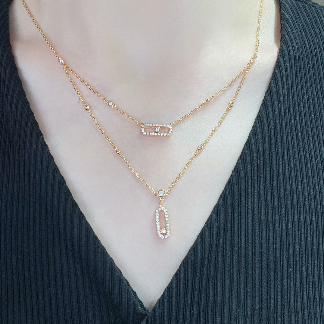 [Lumi]MOVE 2 ROW DIAMOND NECKLACE