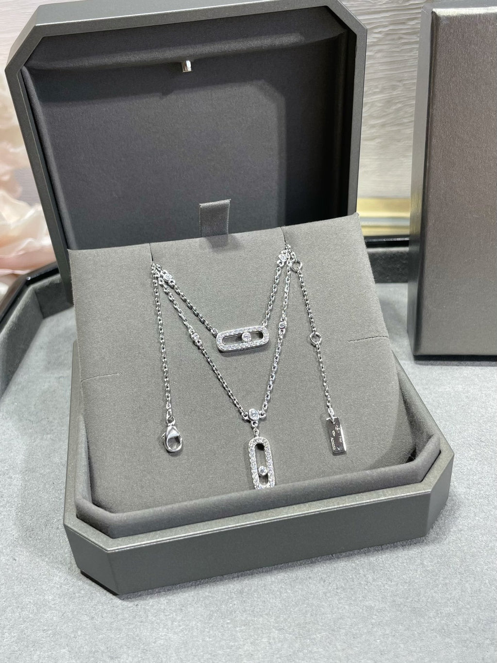 [Lumi]MOVE 2 ROW DIAMOND NECKLACE