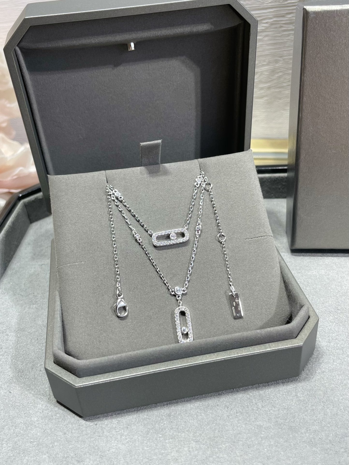 [Lumi]MOVE 2 ROW DIAMOND NECKLACE