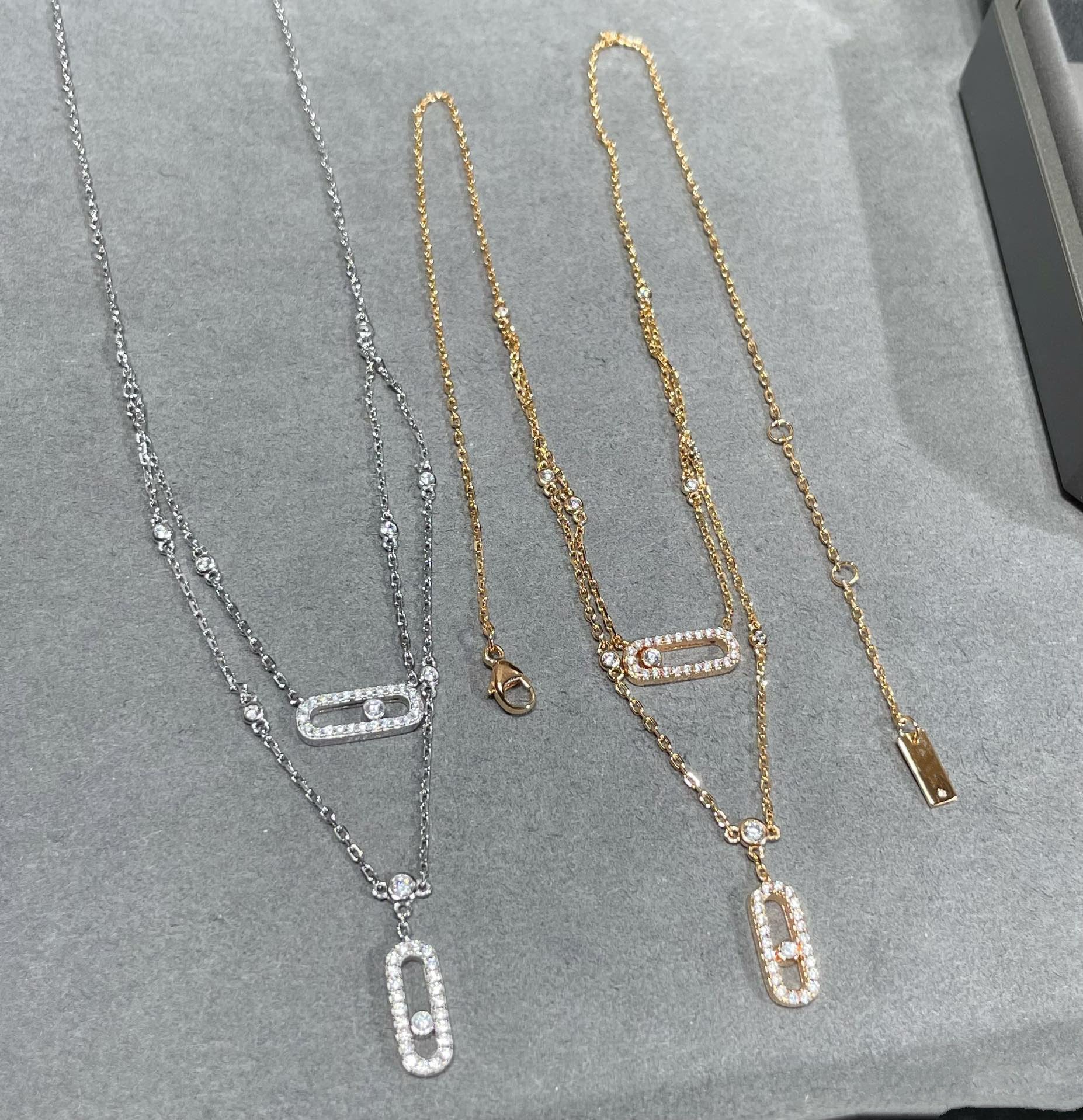 [Lumi]MOVE 2 ROW DIAMOND NECKLACE