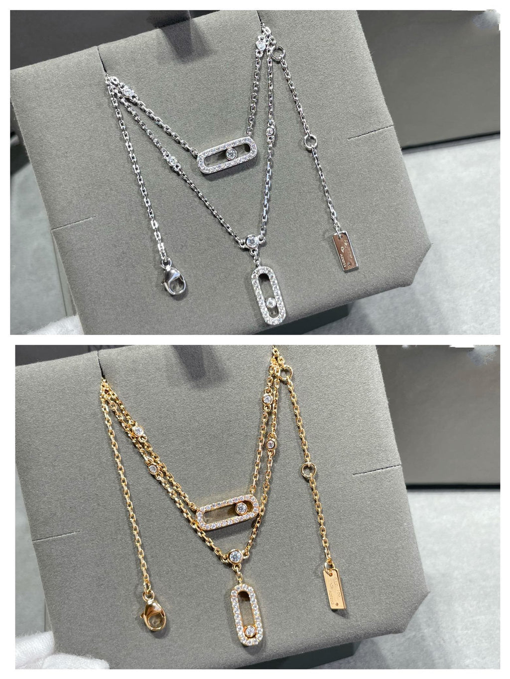 [Lumi]MOVE 2 ROW DIAMOND NECKLACE