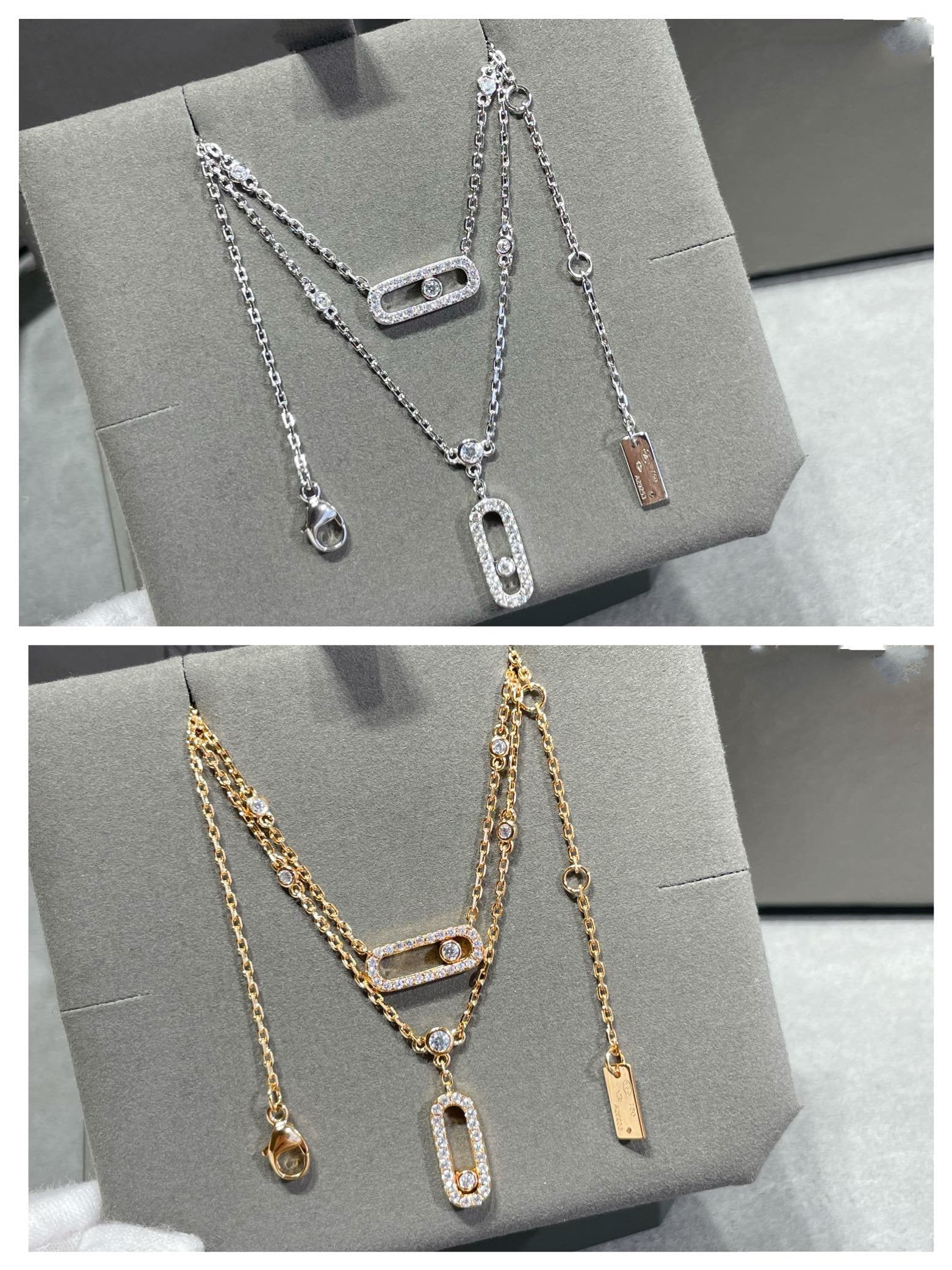 [Lumi]MOVE 2 ROW DIAMOND NECKLACE