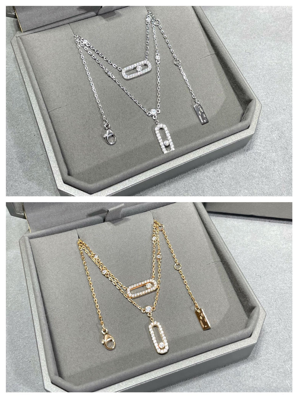 [Lumi]MOVE 2 ROW DIAMOND NECKLACE