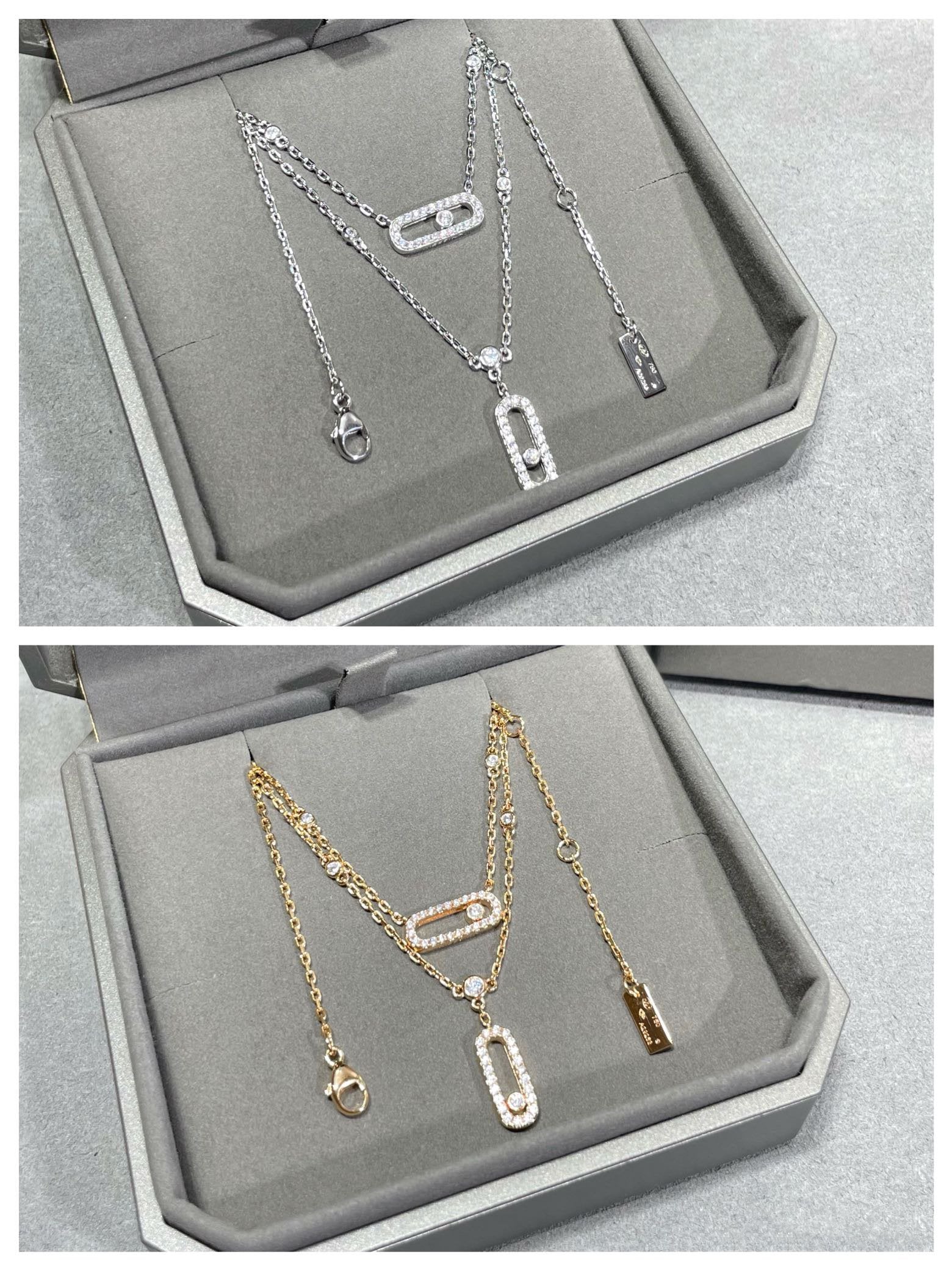 [Lumi]MOVE 2 ROW DIAMOND NECKLACE