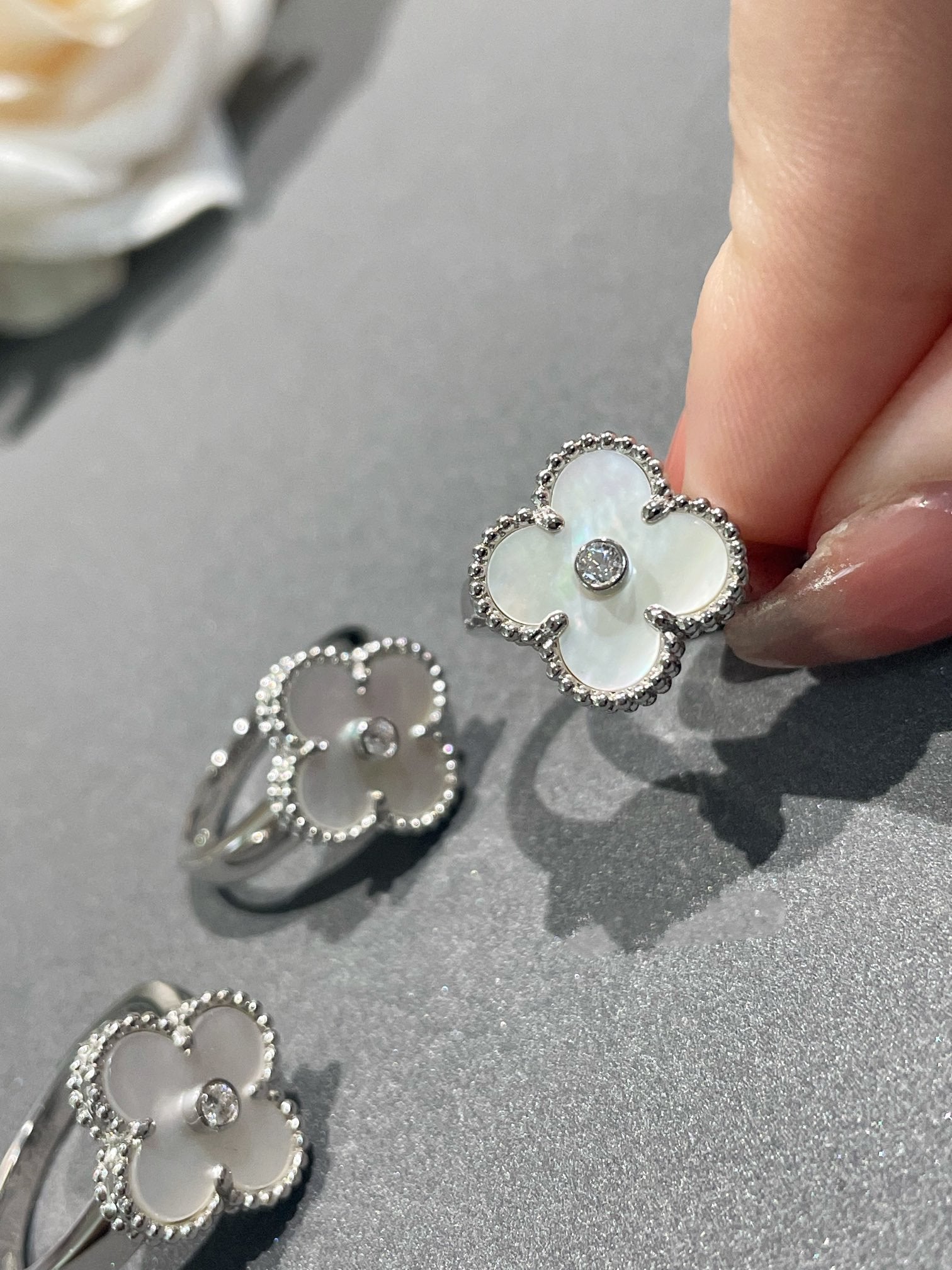 [Lumi Jewels]CLOVER SILVER MOP DIAMOND RING