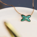 [Lumi Jewels]JEUX MALACHITE 1 DIAMOND PINK GOLD NECKLACE