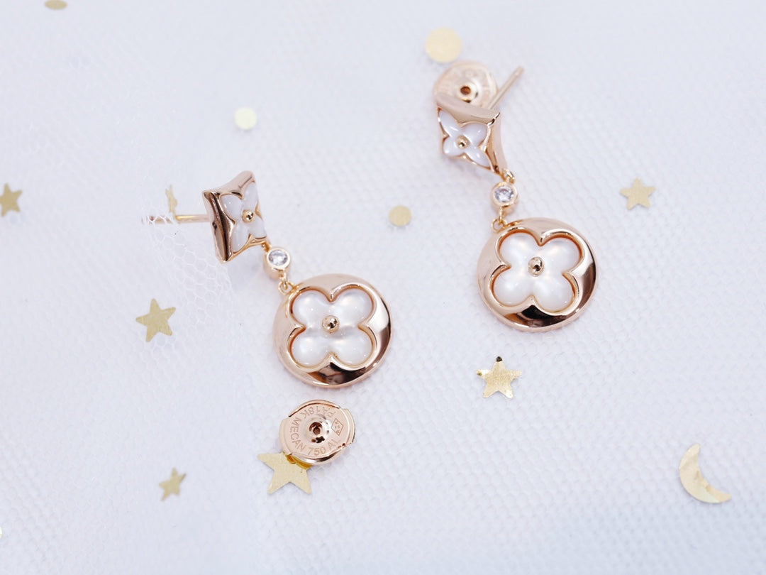 [Lumi Jewels]STAR AND SUN PINK GOLD MOP DROP EARRINGS