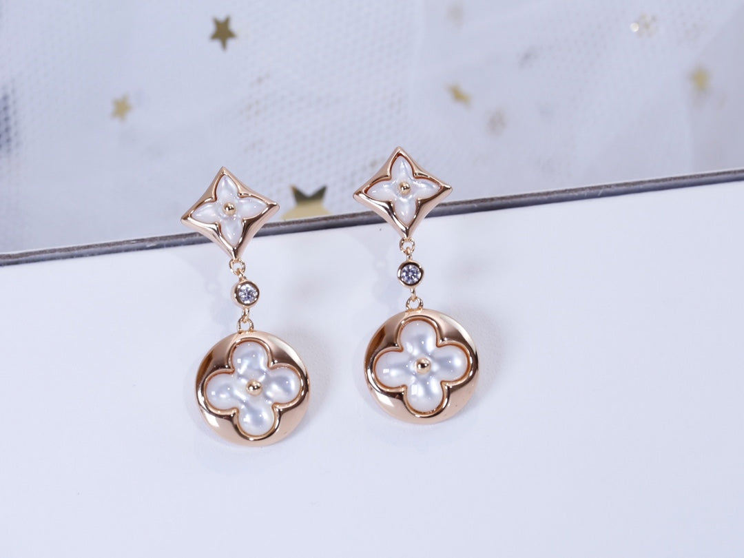 [Lumi Jewels]STAR AND SUN PINK GOLD MOP DROP EARRINGS