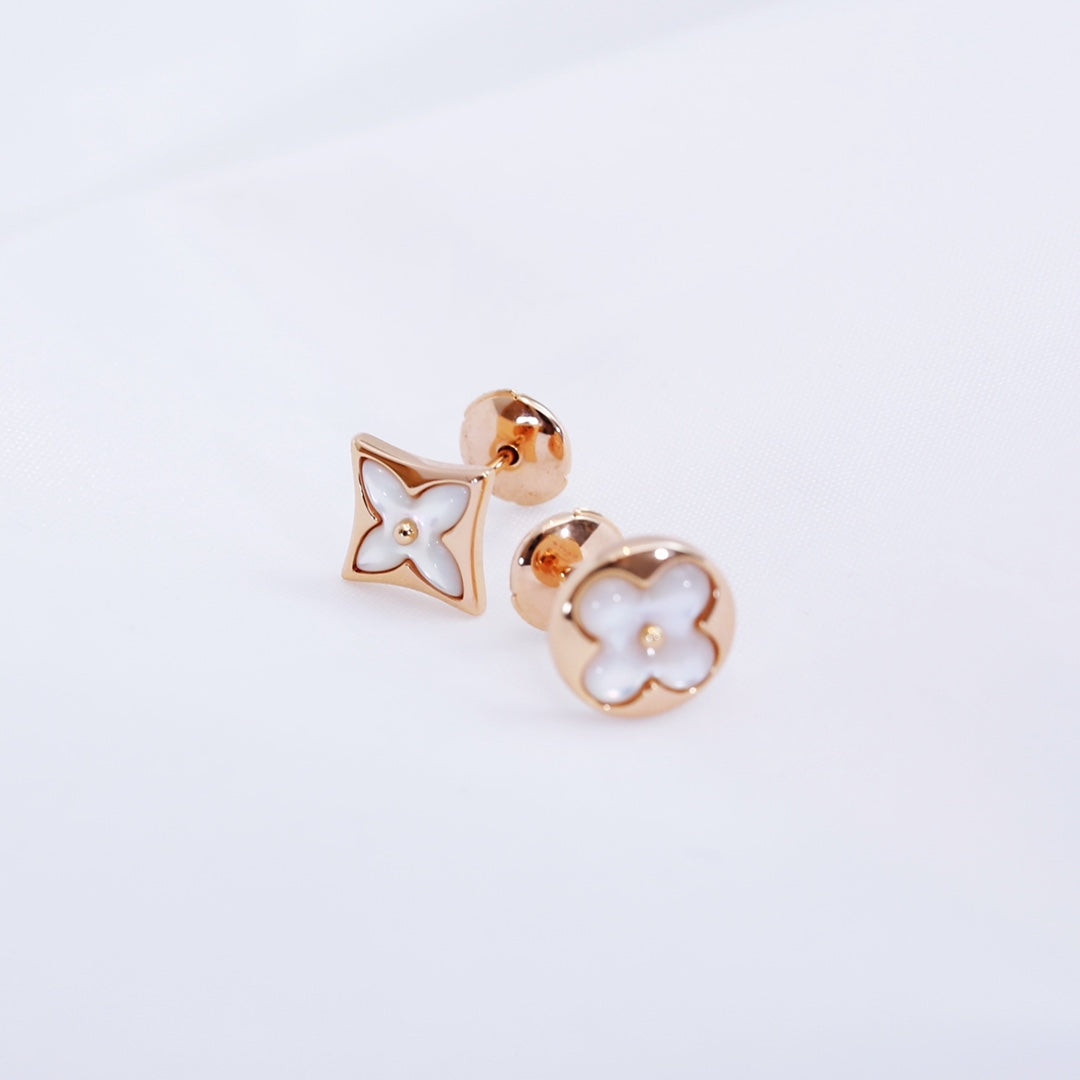 [Lumi Jewels]STAR AND SUN PINK GOLD MOP STUD EARRINGS
