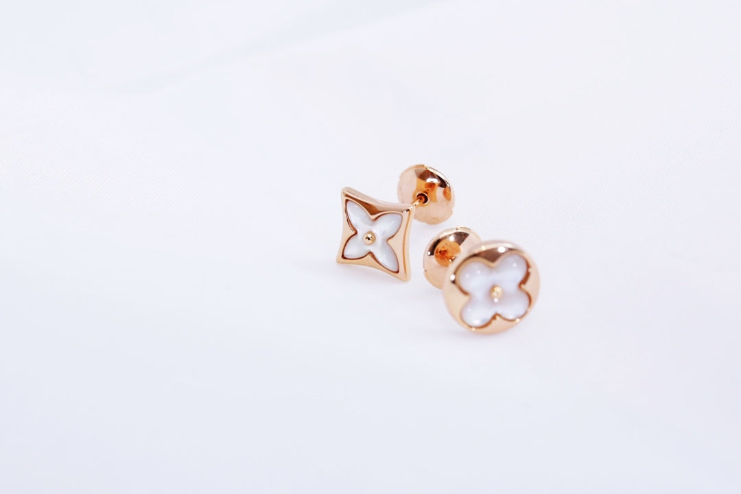 [Lumi Jewels]STAR AND SUN PINK GOLD MOP STUD EARRINGS