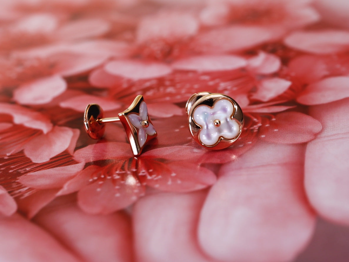 [Lumi Jewels]STAR AND SUN PINK GOLD MOP STUD EARRINGS