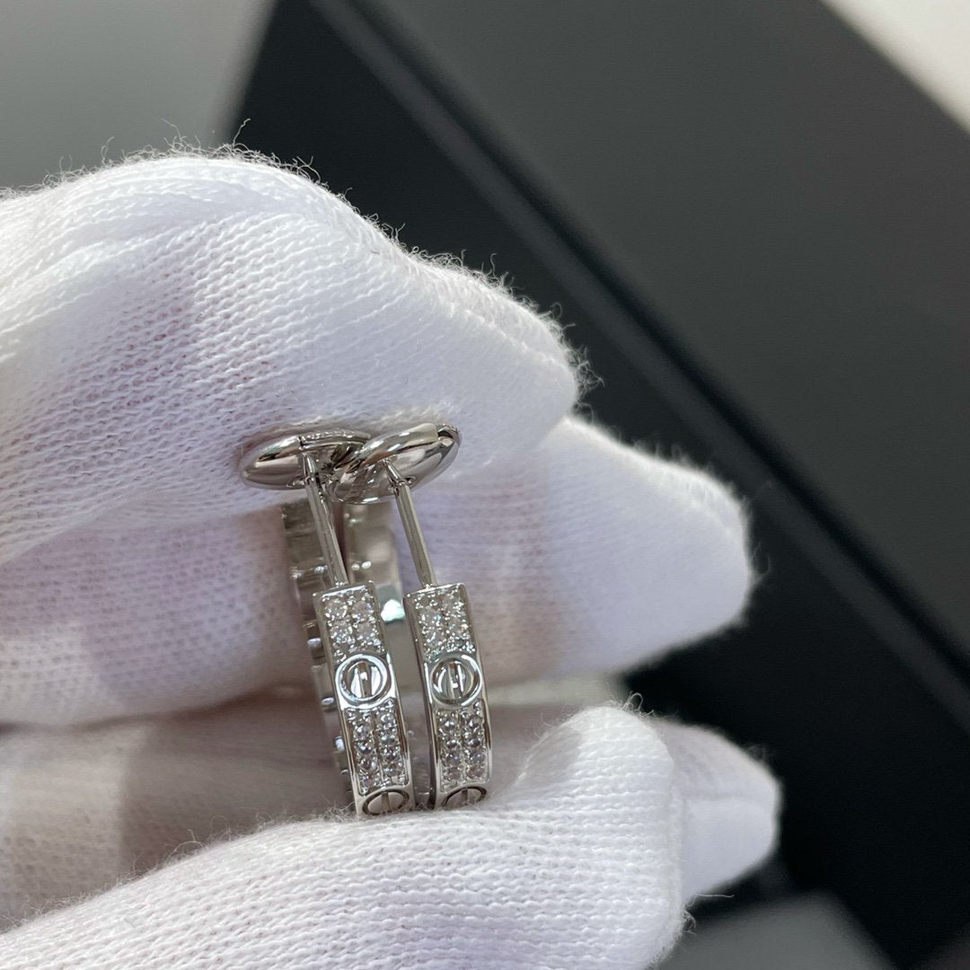 [Lumi Jewels]LOVE DIAMOND SILVER HOOP EARRINGS