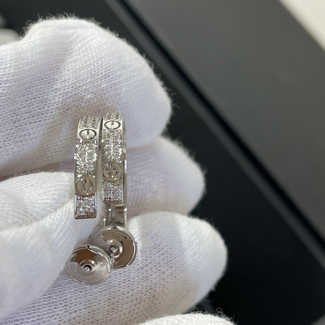 [Lumi Jewels]LOVE DIAMOND SILVER HOOP EARRINGS