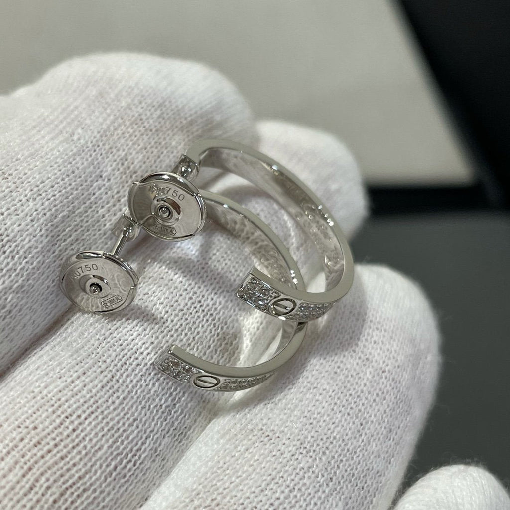 [Lumi Jewels]LOVE DIAMOND SILVER HOOP EARRINGS