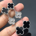 [Lumi Jewels]CLOVER 3 MOTIF DIAMOND ONYX SILVER EARRINGS
