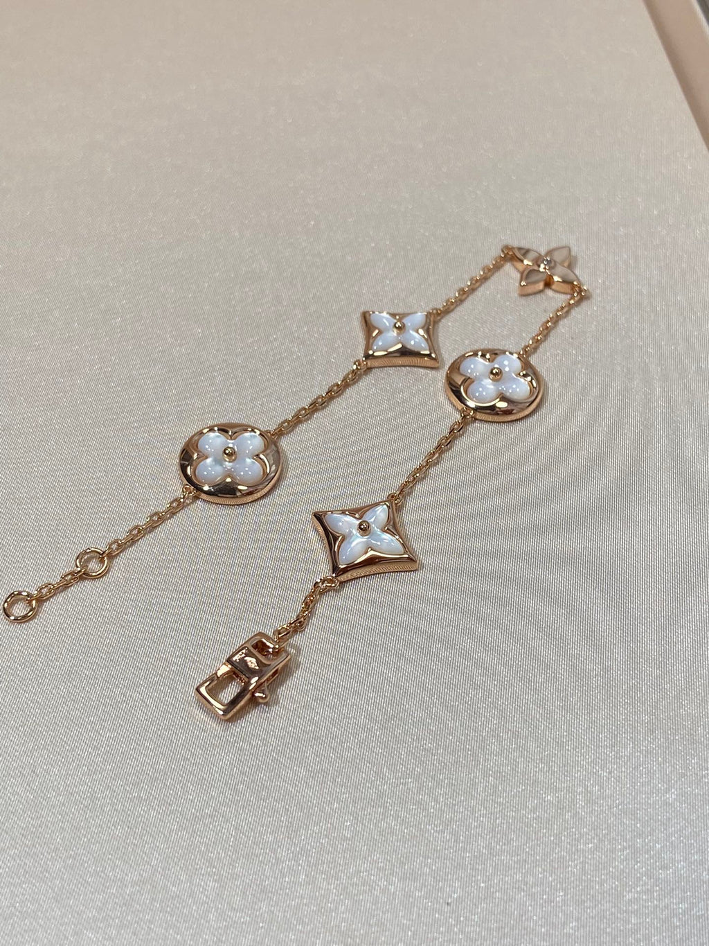 [Lumi Jewels]STAR AND SUN 5 MOTIF MOP PINK GOLD BRACELET