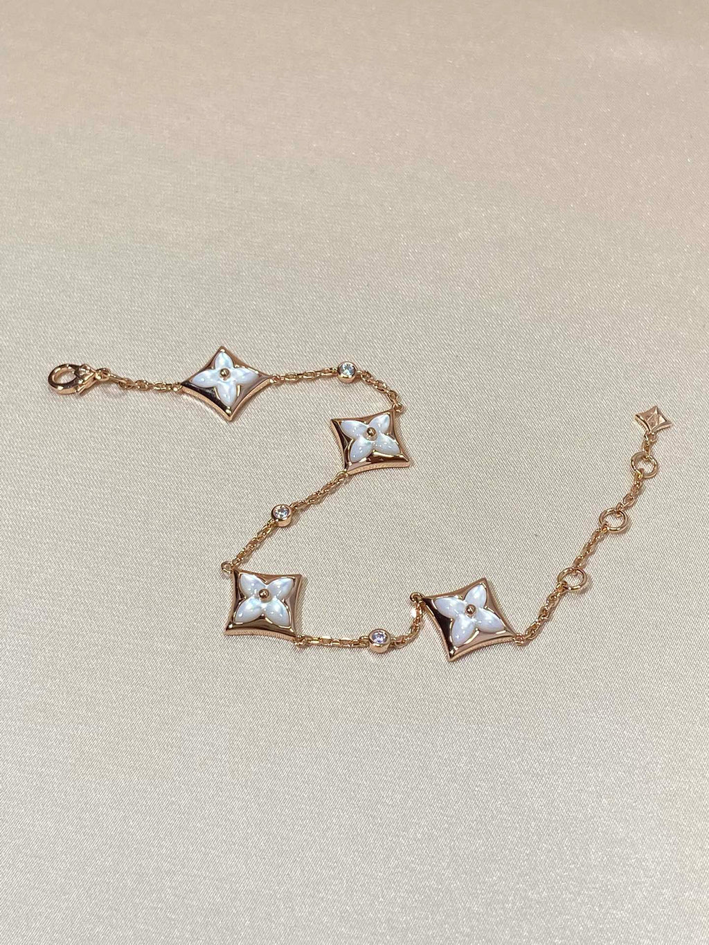 [Lumi Jewels]STAR 4 MOTIF MOP DIAMOND PINK GOLD BRACELET