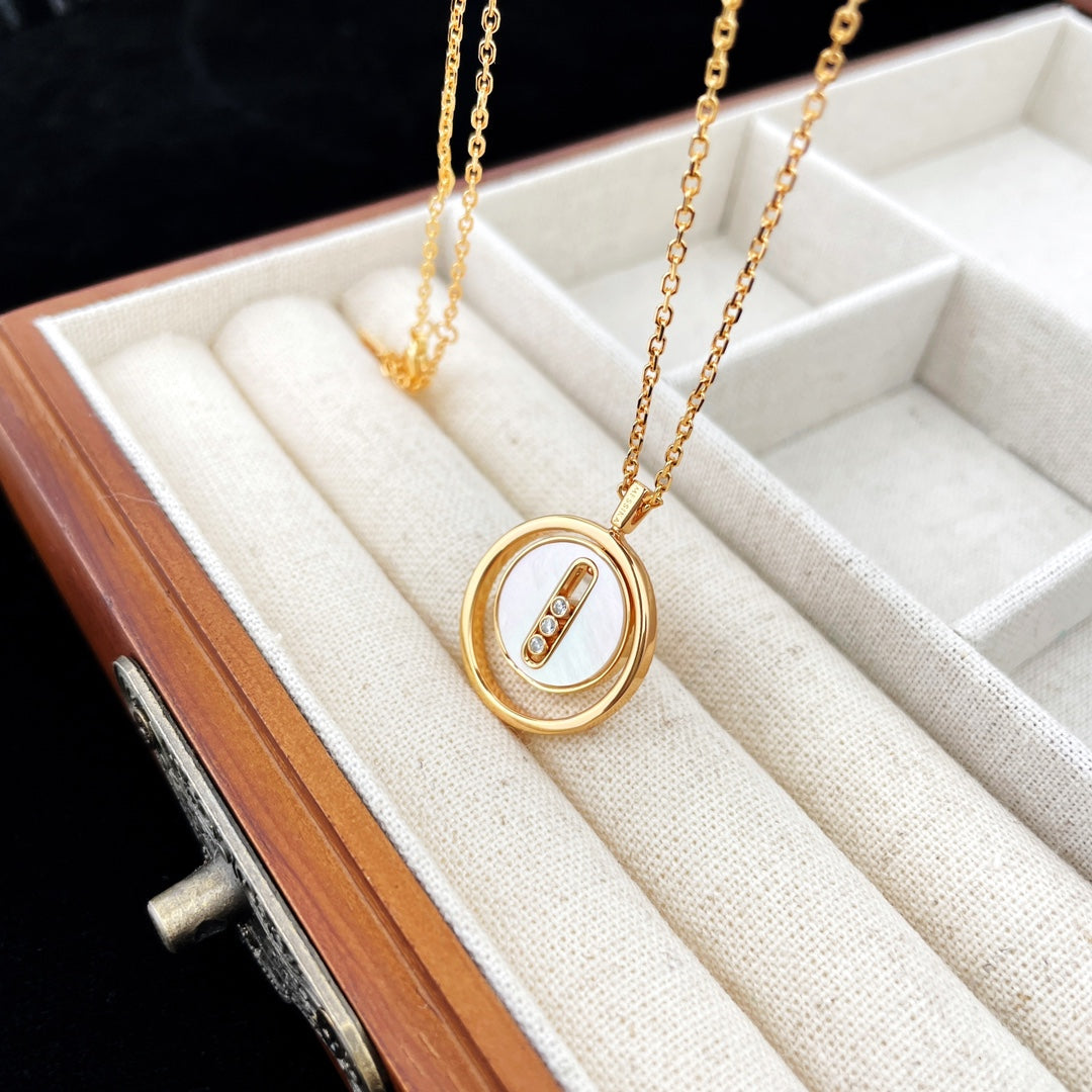 [Lumi]LUCKY MOVE MOP PINK GOLD NECKLACE