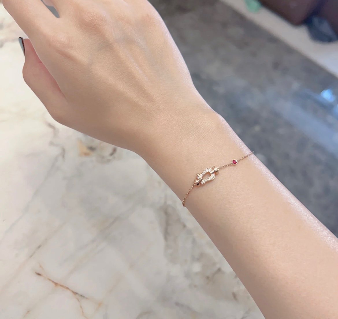 [Lumi Jewels]FORCE 10 DIAMOND CHAIN LINK PINK GOLD BRACELET