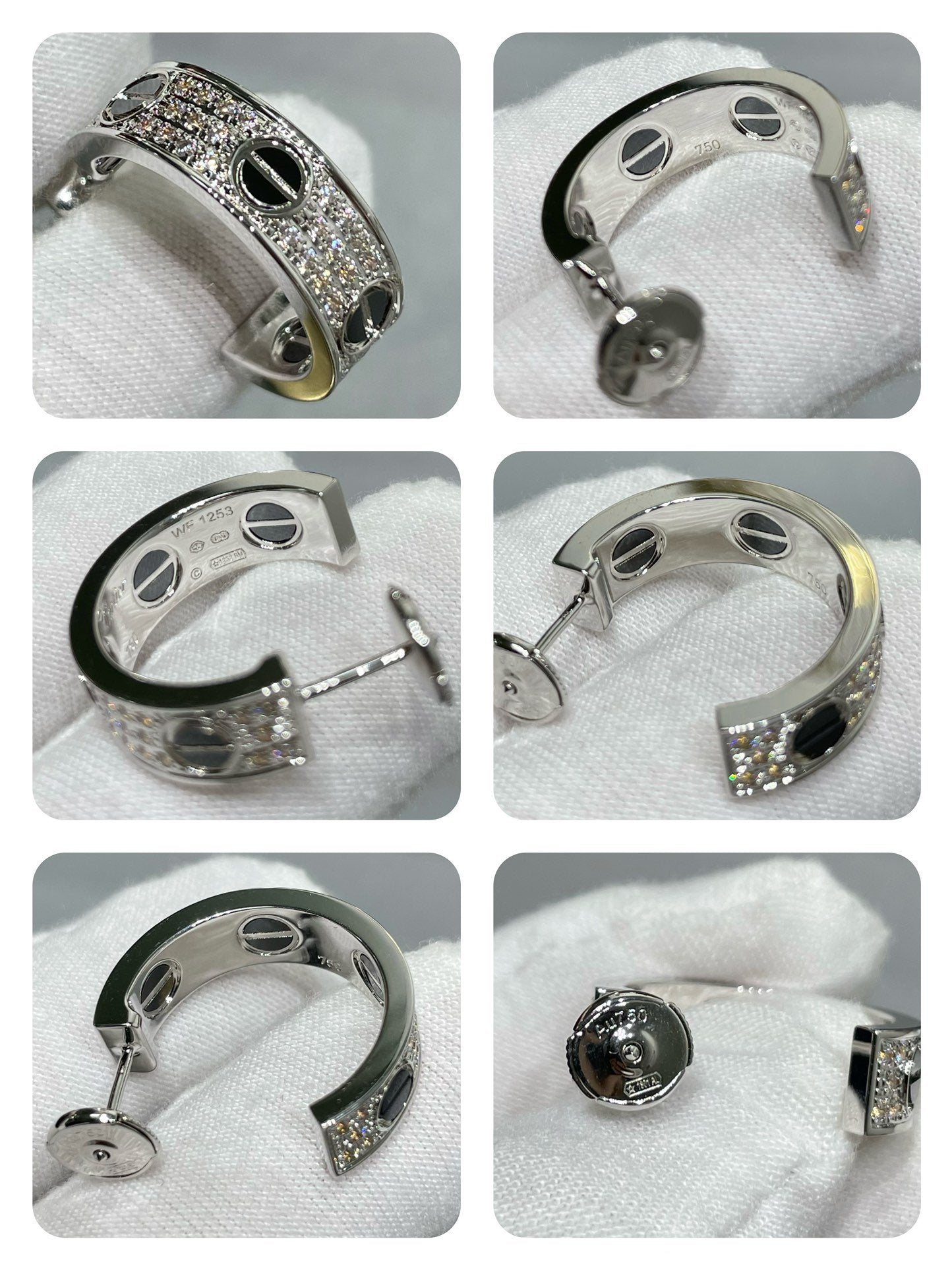 [Lumi Jewels]LOVE CERAMIC DIAMOND PAVED SILVER EARRINGS