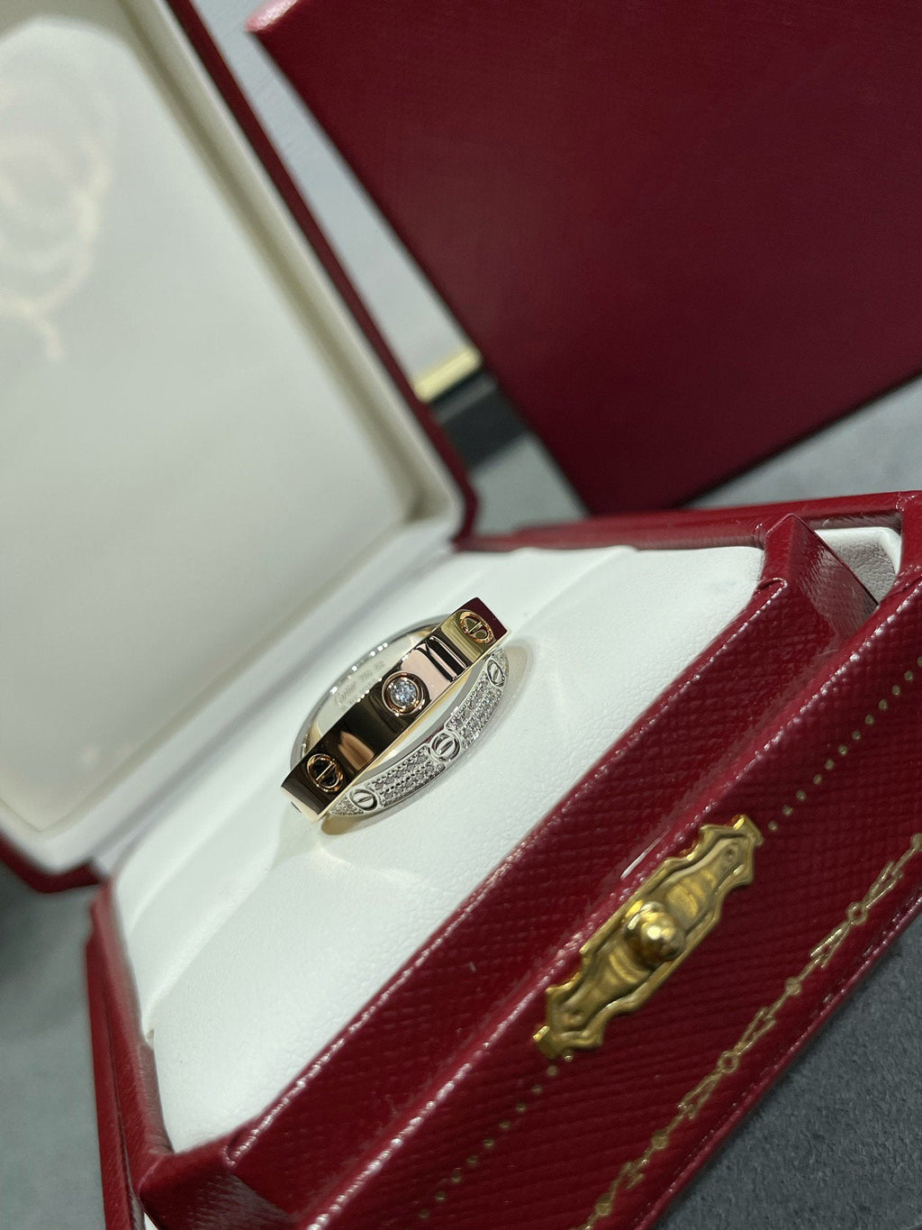 [Lumi Jewels]LOVE PINK GOLD SILVER DIAMOND DOUBLE RING
