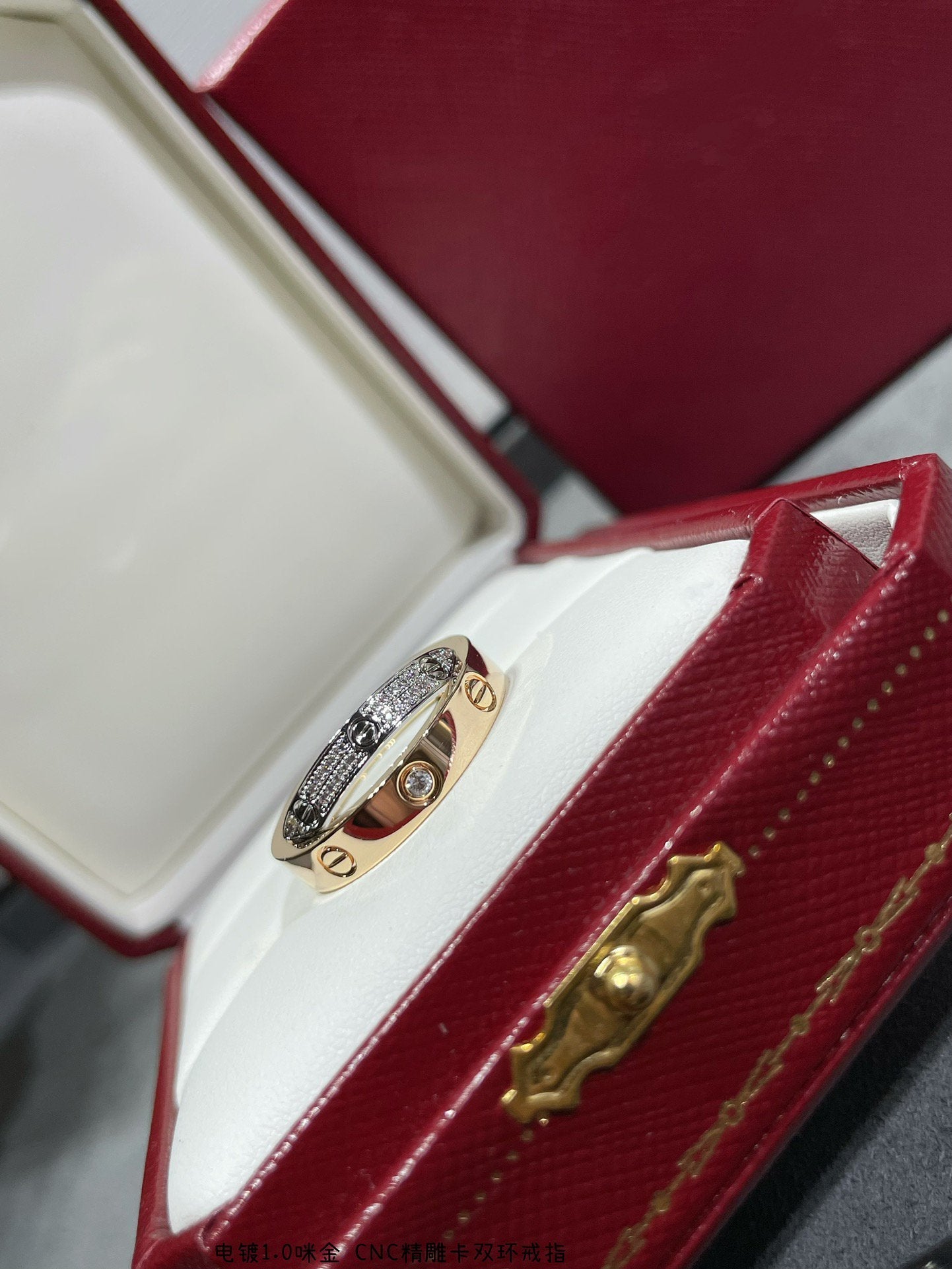 [Lumi Jewels]LOVE PINK GOLD SILVER DIAMOND DOUBLE RING