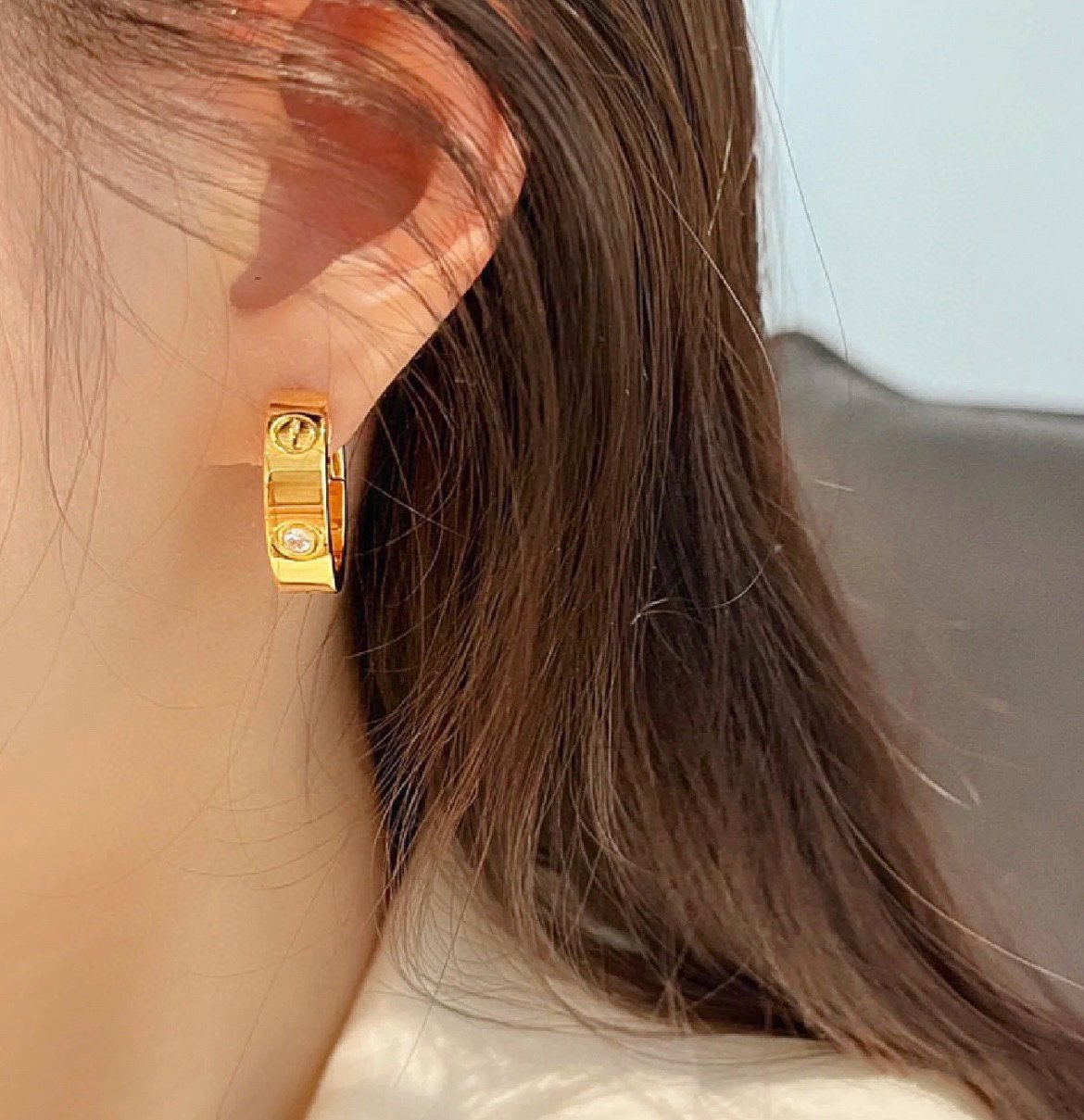[Lumi Jewels]LOVE 5.5MM 1 DIAMOND EARRINGS