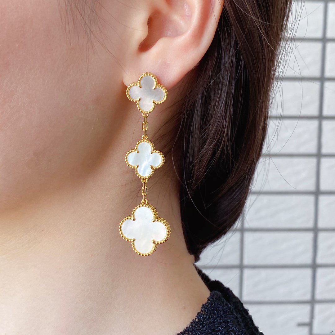 [Lumi Jewels]CLOVER MOP 3 MOTIFS GOLD EARRINGS