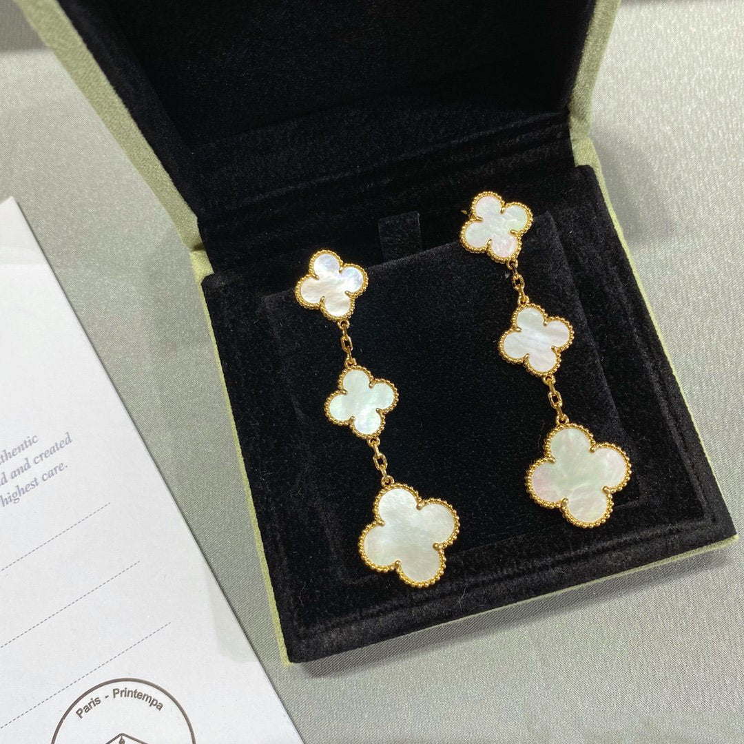 [Lumi Jewels]CLOVER MOP 3 MOTIFS GOLD EARRINGS