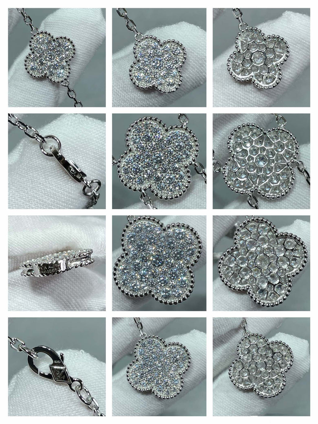 [Lumi Jewels]CLOVER 6 MOTIF DIAMOND PAVED NECKLACE