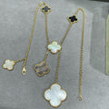 [Lumi Jewels]CLOVER 6 MOTIF MOP ONYX GOLD NECKLACE