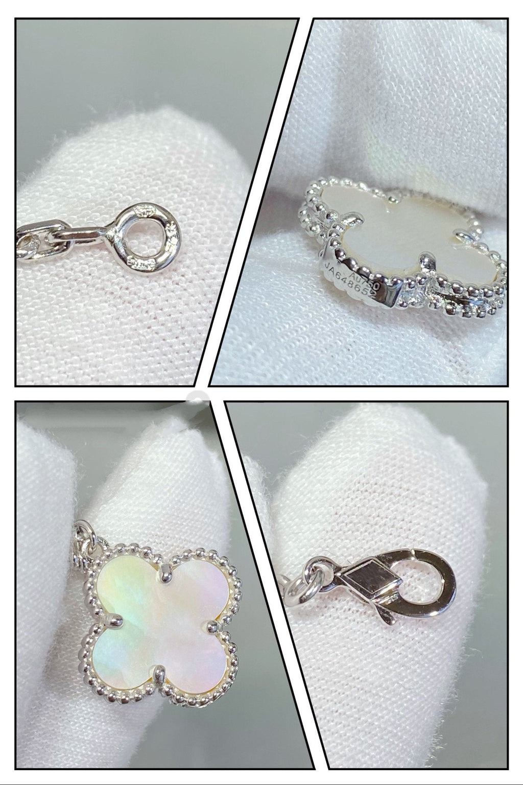 [Lumi Jewels]CLOVER 5 MOTIF WHITE MOP SILVER BRACELET