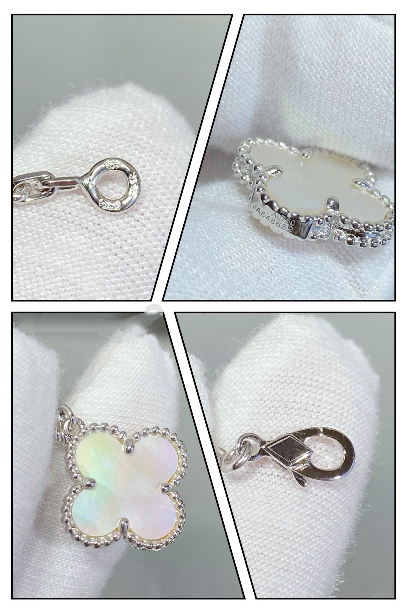[Lumi Jewels]CLOVER 5 MOTIF WHITE MOP SILVER BRACELET