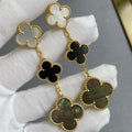 [Lumi Jewels]CLOVER 3 MOTIF MOP ONYX DARK MOP PINK GOLD EARRINGS