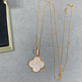 [Lumi Jewels]CLOVER 25MM LARGE PEDANT DIAMOND PAVED LONG NECKLACE