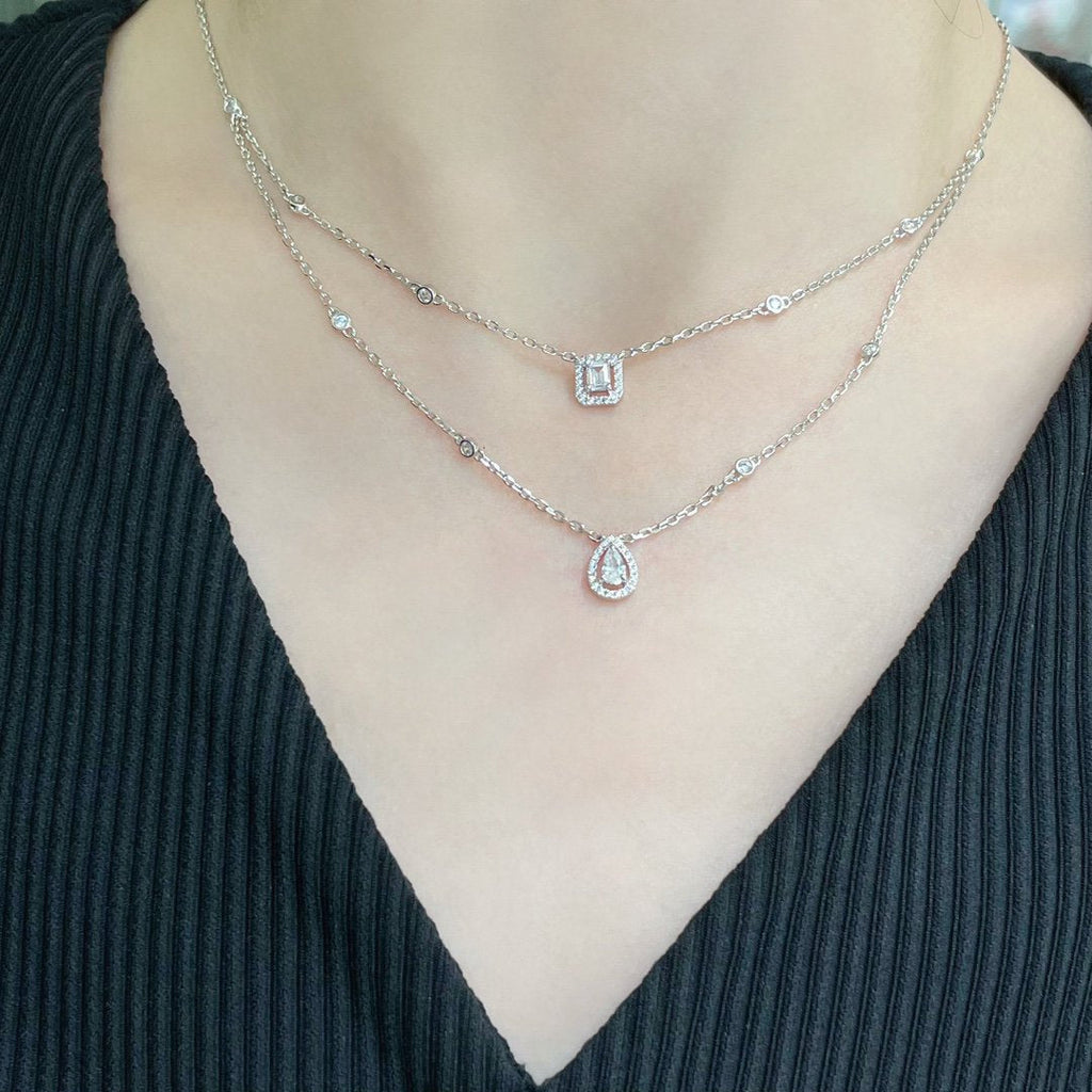 [Lumi]MY TWIN 2 ROW DIAMOND NECKLACE