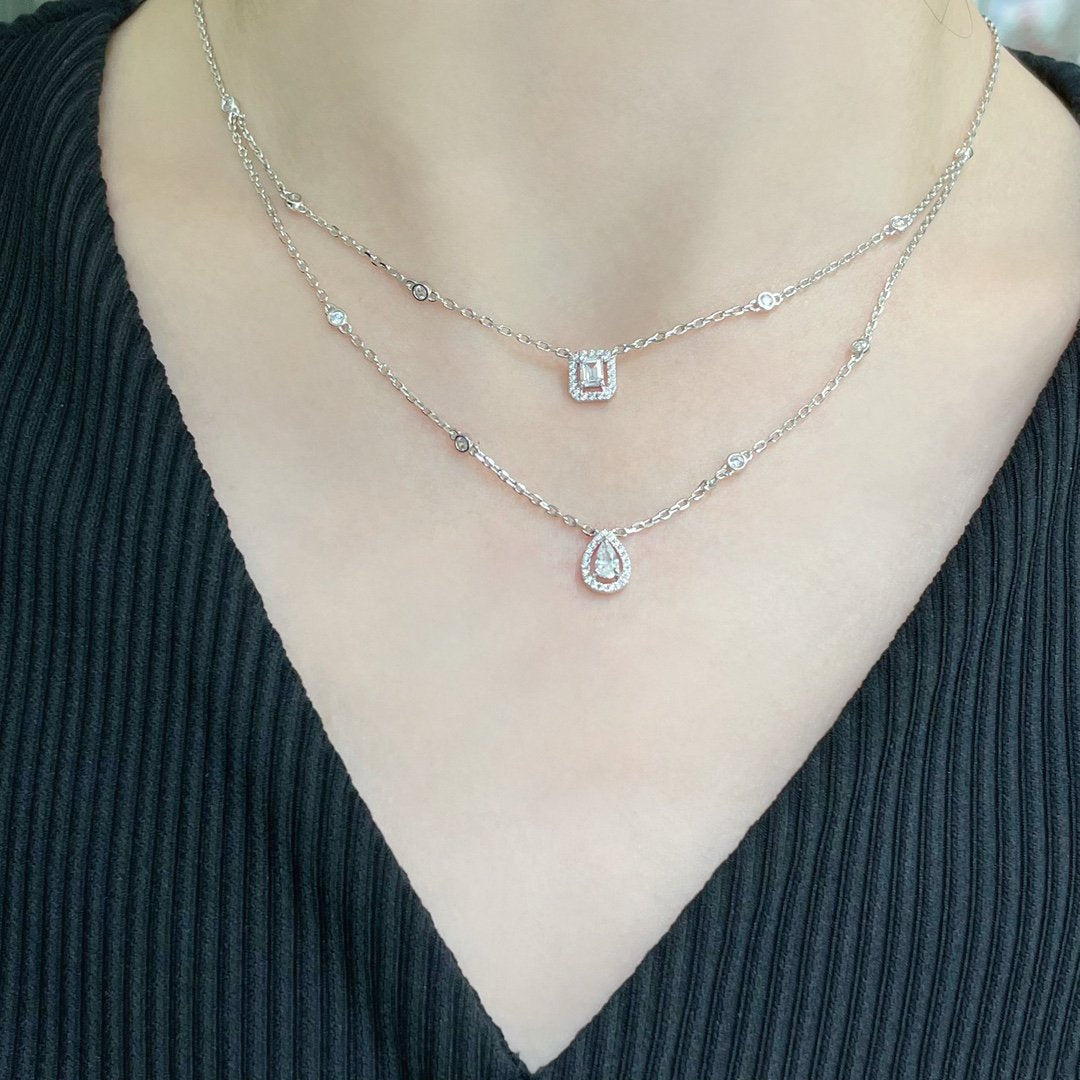 [Lumi]MY TWIN 2 ROW DIAMOND NECKLACE