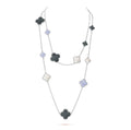 [Lumi Jewels]CLOVER 16 MOTIF CHALCEDONY MOP SILVER NECKLACE