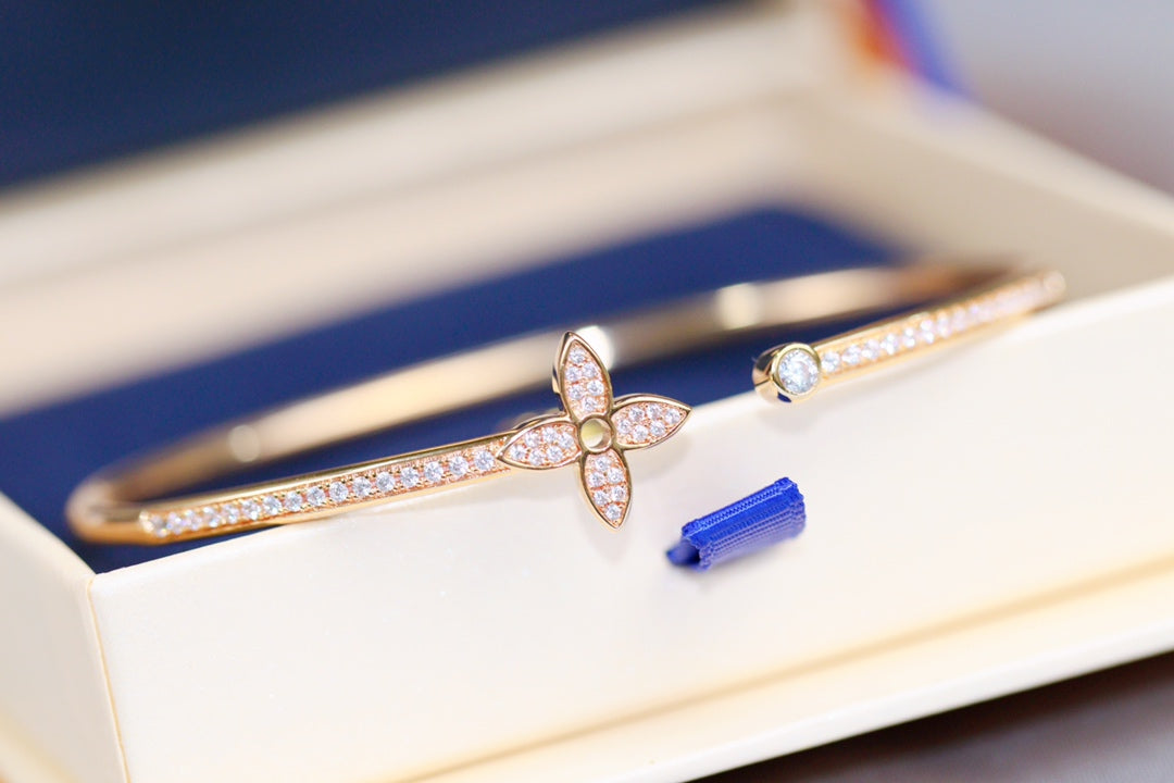 [Lumi Jewels]IDYLLE PINK GOLD OPEN BRACELET DIAMOND PAVED