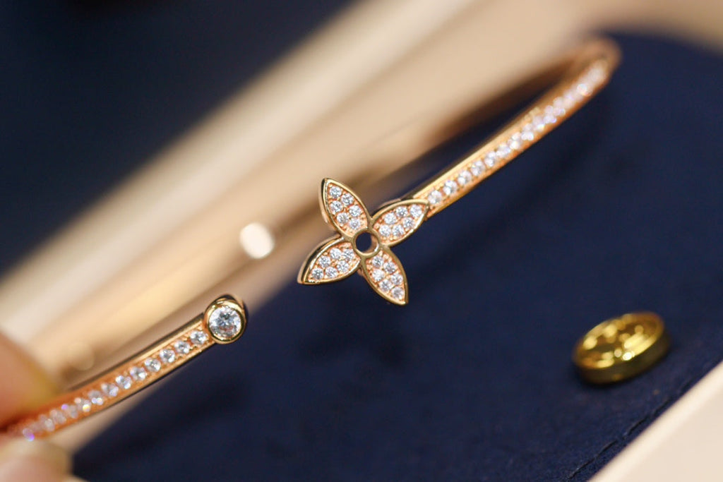 [Lumi Jewels]IDYLLE PINK GOLD OPEN BRACELET DIAMOND PAVED